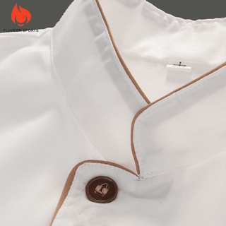 Flameer Sports - abrigo para Chef ejecutivo con ribete en contraste y botones blanco