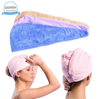 Qswba mujeres sombrero de secado de pelo maquillaje cola de caballo titular señora absorbente de agua toalla de microfibra gorro de baño .my