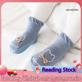Nice_1 par de calcetines de piso con patrón de dibujos animados antideslizantes de algodón para niños pequeños