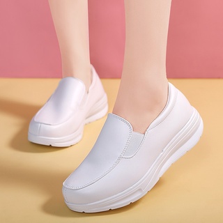 zapato de enfermera mocasines Zapatos planos de mujer Zapatos blancos de mujer Zapatos de enfermera de cuero suave para mujer Zapatos de plataforma de suela plana casual Zapatos altos Zapatos blancos de mujer