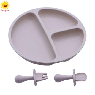 [Sf] juego de platos de silicona divididos para alimentos, platos con tenedor y cuchara (2)