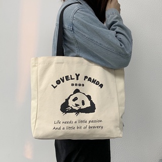 Bolsa de lona mujer de dibujos animados bolso de hombro de gran capacidad simple y encantador estudiante clase bolso pequeño fresco bolsa de la compra