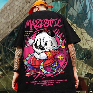 m-5xg camiseta de manga corta con estampado de panda/hip-hop para hombre