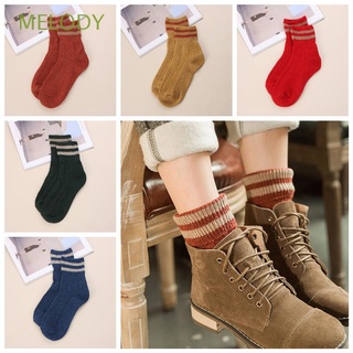 MELODY calcetines de rayas Retro de algodón calcetines medianos gruesos cálidos hombres absorben sudor suave transpirable/Multicolor