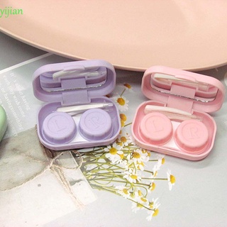 Yijian portátil liso|Color caramelo Color con espejo lente de contacto contenedor de lente de contacto caso/Multicolor