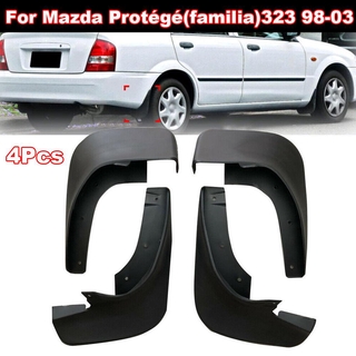 4 unids/Set coche Auto barro Splash Flap guardias Kit negro ABS plástico para Mazda Protege Familia 323 1998-2003 (1)