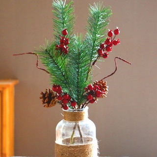 Suer Craft decoración del hogar pino cono Shopwindow decoración de navidad DIY agujas de pino Artificial simulación rama de pino (6)