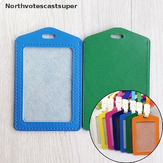 Northvotescastsuper 1pc PU Id Holders Case Business Badge Card Holder with Necklace Lanyard NVCS