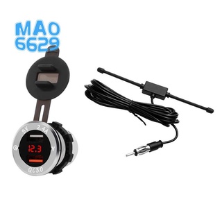 1 Pcs Fast Charge Qc 3.0 Dual USB with Voltmeter Charger & 1 Pcs Black Car Boat Stereo Antenna Radio Antenna (1)