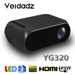 veidadz led yg320 portátil 600 lumen 3.5mm audio 320x240 pixeles hdmi-compatible con usb mini proyector de casa de media play (1)
