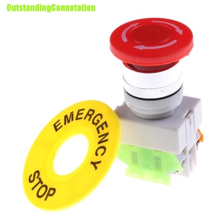 Outstandingconnotation - tapón de hongo rojo (1NO, 1NC, DPST, parada de emergencia, interruptor de botón AC 660V 10A) (6)