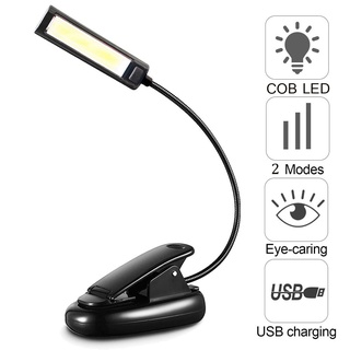 Kiimii Flexible USB Clip-On COB luz LED lectura estudio escritorio lámpara de mesa recargable