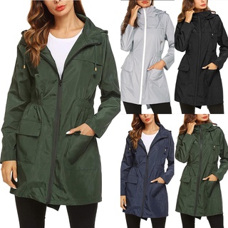 chaqueta de lluvia sólida para mujer chaquetas al aire libre impermeable con capucha impermeable a prueba de viento