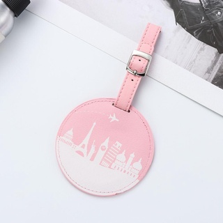 BOUTATE Round Luggage Tag Personality Baggage Claim Suitcase Label Bag Accessories Portable Travel Supplies Leather Handbag Pendant ID Address Tags (5)