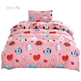 Inlife 3 unids\/Set Kpop Bts Bt21 Bangtan Boys juego de ropa de cama impresión edredón juego de ropa de cama funda de almohada conjunto de Textiles para el hogar (1)