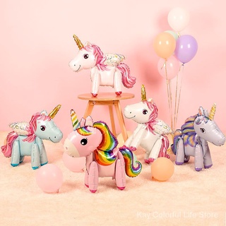 Globo unicornio bebé cumpleaños año completo decorativo globo niños tema globo decorativo de dibujos animados unicornio Pony globo de película de aluminio globo