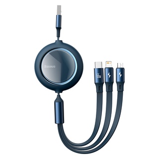Baseus 3 en 1 Cable USB retráctil para iPhone Xs Max 3 en 1 cargador Multi carga rápida Micro USB tipo C Cable para Samsung Xiaomi