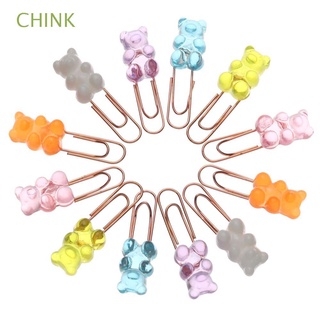 chink 2 unids/set kawaii clips de papel papelería organizador clip titular oficina arco iris oso escuela de dibujos animados marcadores carpeta/multicolor