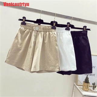 RTYU Pure algodón blanco pantalones cortos de las mujeres de verano nuevo cintura alta una línea ancho pantalones de pierna