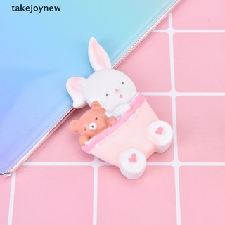 [takejoynew] adorno de tarta resina rosa de dibujos animados conejo tren adorno pastel decoración de muñeca para el hogar