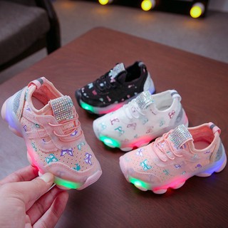 Babyme - zapatillas de deporte LED antideslizantes con suela suave para caminar