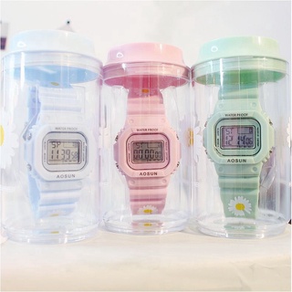 [incluye caja]GD Fashion Daisy LED Digital reloj mujeres estudiantes banda de silicona deportes reloj de pulsera y caja conjuntos (1)