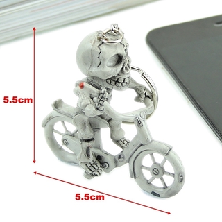 Moda creativa bicicleta calavera bolso bolso de goma llavero llavero regalo llavero (3)