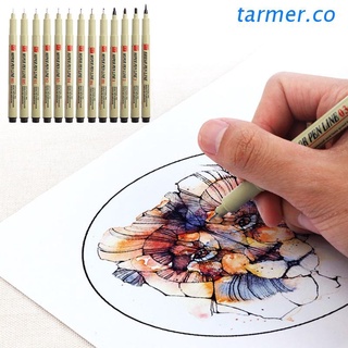 tar1 12 piezas tinta negra técnica gráfica fina gancho línea pintura dibujo pluma boceto fieltro plumas suministros de arte marcadores papelería