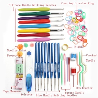 16 diferentes tamaños ganchillo ganchos agujas puntadas tejer artesanía conjunto de ganchillo (color: multicolor)