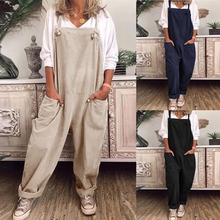 [EXQUIS]Womens Plus Size Overalls Casual Loose Dungarees Romper Baggy Playsuit Jumpsuit (1)
