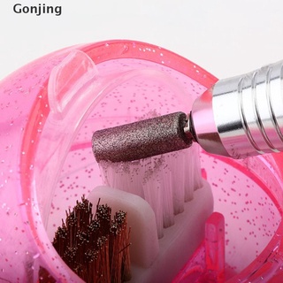 [Gon] Nail Art Equipment manicura accesorio portátil limpiador caja para brocas de uñas