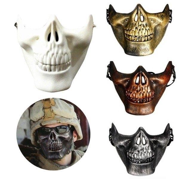 guardia militar esqueleto guerrero máscara máscara media cara calavera protector engranaje máscara fiesta de halloween