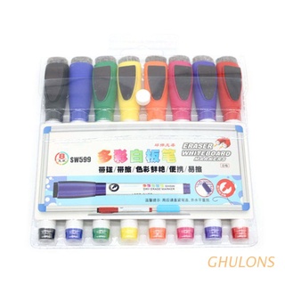 ghulons rotuladores de pizarra blanca magnética de 8 colores con borrador borrable punta fina estudiante suministros escolares