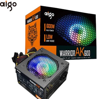 Aigo AK600 Max 600W PC PSU fuente de alimentación unidad 80plus negro Gaming silencioso 120mm rgb ventilador 24pin 12V ATX ordenador de escritorio fuente de alimentación BTC