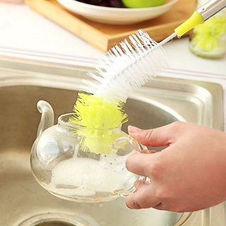 1pc botellas de vidrio cepillo de limpieza/mango largo cepillo de taza/hogar multifunción limpieza profunda cepillos exfoliantes para cocina