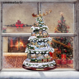 [ong] Árbol de navidad giratorio escultura tren decoraciones pasta ventana pasta pegatinas. (5)