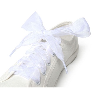 🔥Stock listo🔥1 par de cordones planos de seda satén cinta deporte zapatos cordones zapatillas de deporte cordones (3)