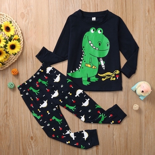 Fenglinjoy_Conjunto De Pijama Para niños con estampado De dinosaurio+pantalones De Manga larga+pantalones Para bebés/niños/niñas