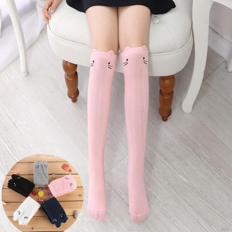 calcetines altos de rodilla para bebé niñas impresión animal kawaii sobre la rodilla calcetines para 3-12t