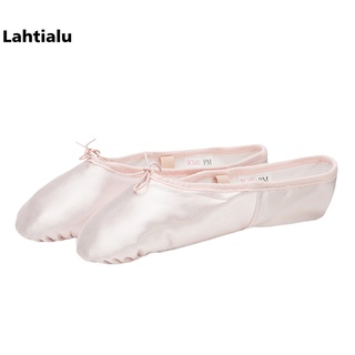 La piel de vacuno Ballet Pointe zapatillas Ballet Pointe zapatos niñas mujeres cinta bailarina zapatos suaves para niñas (7)