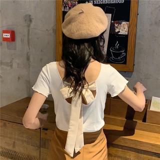 Verano 2021 nuevo ins cuidadosamente máquina orejas de madera halter correa delgada manga corta camiseta femenina top estudiante fondo camisa (3)