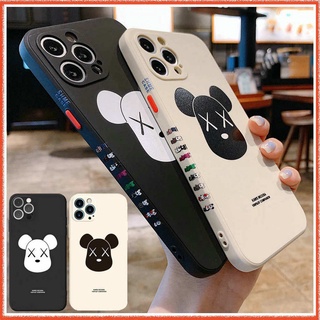 Cartoon KAWS Casing iPhone 13 12 11 Pro Max 12Mini SE2020 X XR Xs Max 7 8 6 6s Plus Side Stripe Casing Anime One Piece Silicone Soft Protective Cover