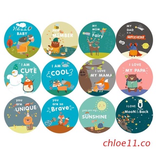 chloe11 12 pegatinas mensuales para bebé embarazada, diseño de animales, registro de hitos