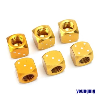 juego de 6 piezas de cubos de tono dorado para bicicleta, camión, camión, rueda, válvula de aire