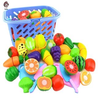 23 unids/set de plástico de frutas verduras de corte de juguete de desarrollo temprano educación juguete para bebé niños