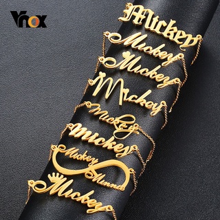 vnox personalizado nombre pulseras para las mujeres de acero inoxidable sólido en tono dorado personalizar único regalo de boda elegante bff pulsera