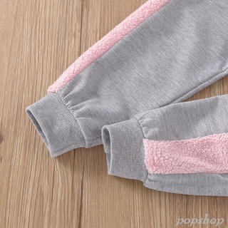 Pop niñas Casual de dos piezas conjunto de ropa, rosa de dibujos animados animales apliques patrón redondo cuello jersey y cintura elástica pantalones (8)