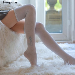 [twopure] nuevos calcetines de las mujeres de moda medias Casual de algodón muslo alto sobre la rodilla de algodón calcetines altos niñas mujer mujer calcetín largo de la rodilla [twopure] (9)