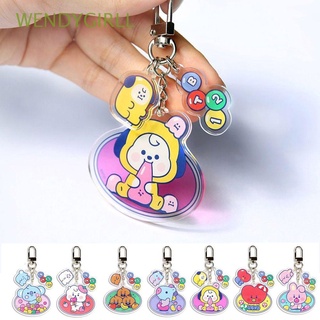 WENDYGIRLL with Iron Ring BTS Keychain Safe and Non-toxic Waist Buckle BT21 Key Pendant Durable Peripheral Products Backpack Ornaments Acrylic Material Chimmy Mang Cooky Shooky Tata