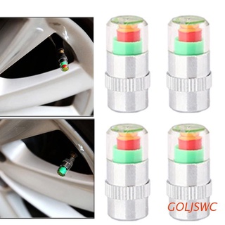 GOLJSWC 4 Piezas Medidor De Presión De Neumáticos De Coche Indicador De Alerta Válvulas Tapa Sensor Monitor Detección